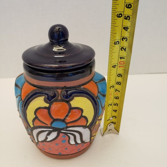 Talavera Mexican Pottery Lidded Jar - Picture 2 of 9